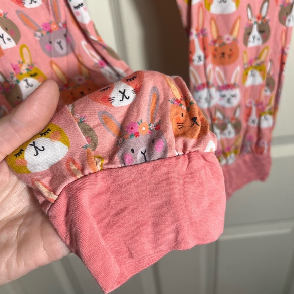 Little Sleepies Bunny Print Pajama Bottoms - Pink and White small mark - Picture 3 of 6